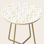 Mid Century Modern Loop Pattern in Neutral Beige and White Side Table Gallery Image 2