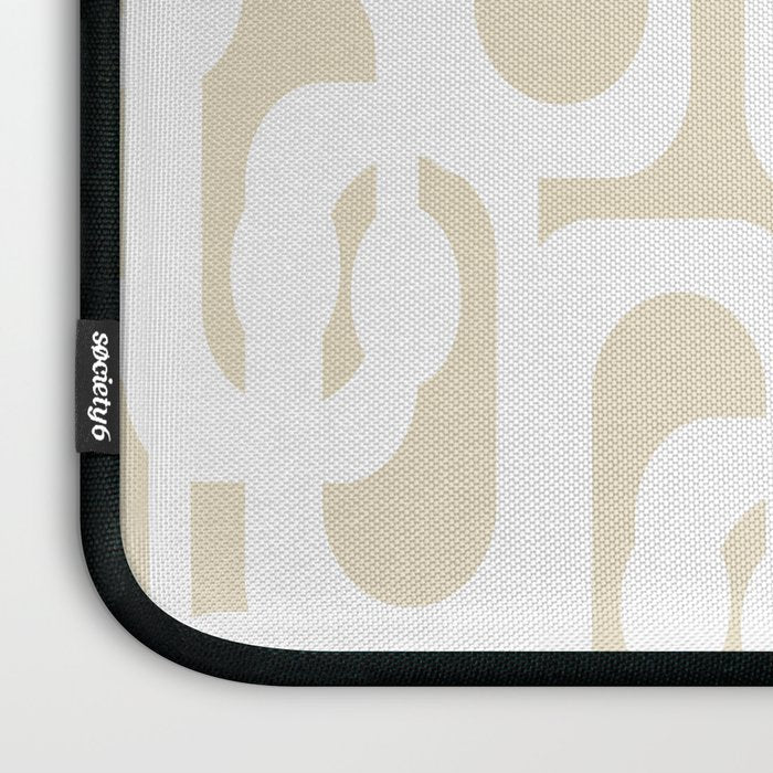 Mid Century Modern Loop Pattern in Neutral Beige and White Laptop Sleeve Gallery Image 3