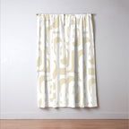 Mid Century Modern Loop Pattern in Neutral Beige and White Window Curtain Gallery Image 3
