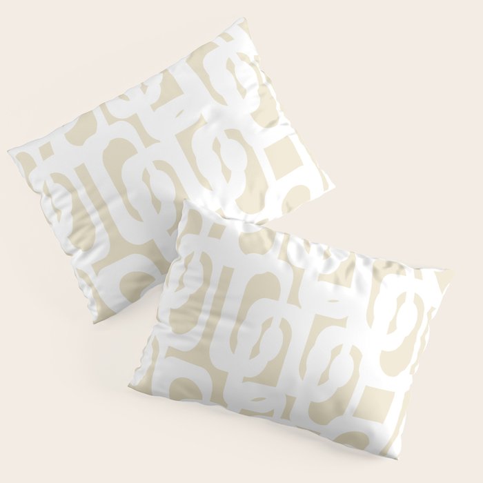 Mid Century Modern Loop Pattern in Neutral Beige and White Pillow Sham Gallery Image 1