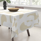 Mid Century Modern Loop Pattern in Neutral Beige and White Tablecloth Gallery Image 3