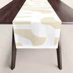 Mid Century Modern Loop Pattern in Neutral Beige and White Table Runner Gallery Image 1