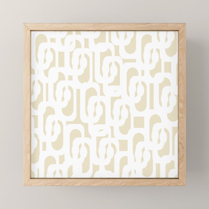 Mid Century Modern Loop Pattern in Neutral Beige and White Mini Art Print Gallery Image 1
