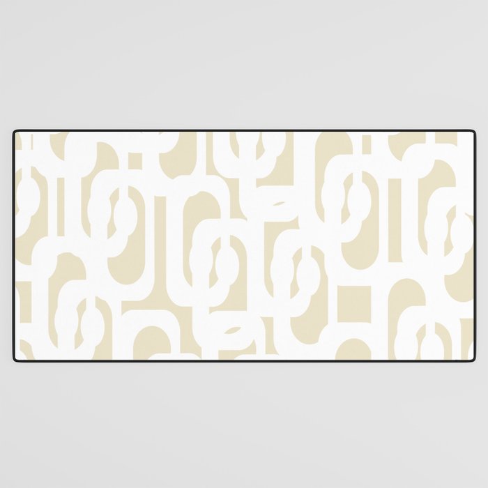 Mid Century Modern Loop Pattern in Neutral Beige and White Desk Mat Gallery Image 3