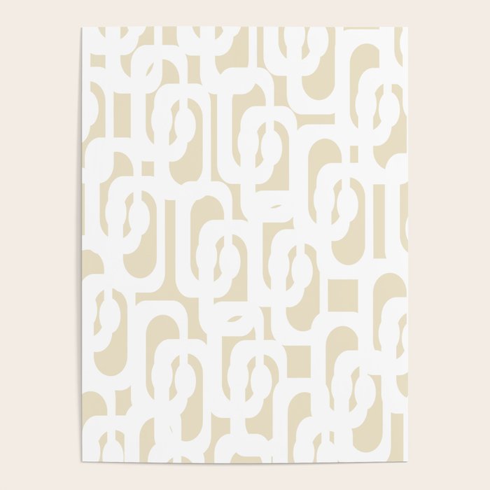 Mid Century Modern Loop Pattern in Neutral Beige and White Poster Gallery Image 1