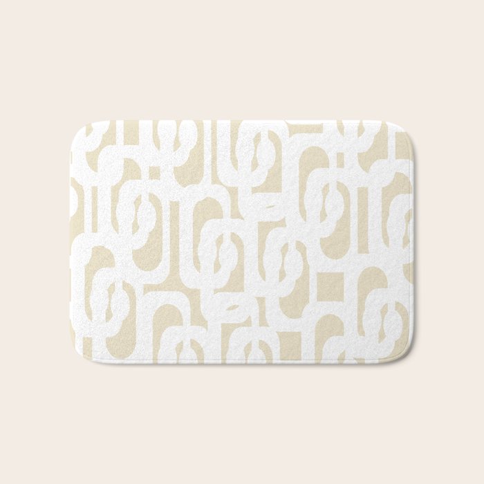 Mid Century Modern Loop Pattern in Neutral Beige and White Bath Mat Gallery Image 1
