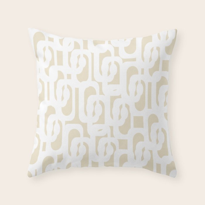 Mid Century Modern Loop Pattern in Neutral Beige and White Throw Pillow Gallery Image 1