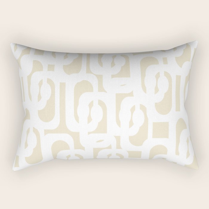 Mid Century Modern Loop Pattern in Neutral Beige and White Rectangular Pillow Gallery Image 2