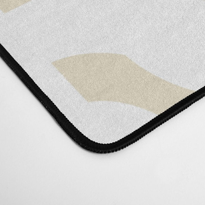 Mid Century Modern Loop Pattern in Neutral Beige and White Desk Mat Gallery Image 4