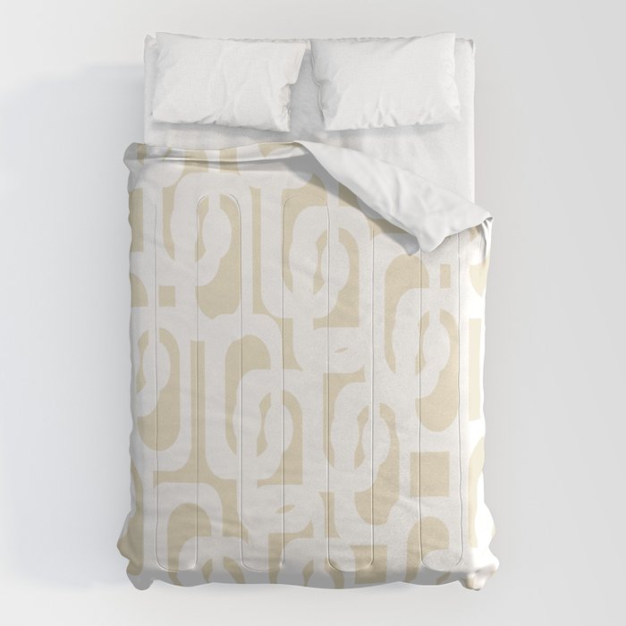 Mid Century Modern Loop Pattern in Neutral Beige and White Comforter Gallery Image 1