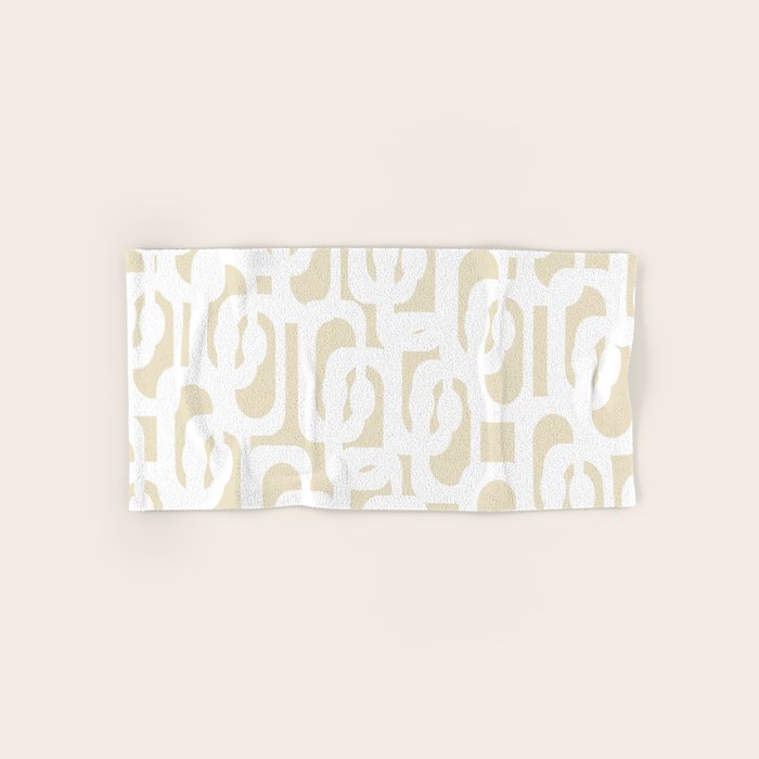 Mid Century Modern Loop Pattern in Neutral Beige and White Bath Towel Gallery Image 1
