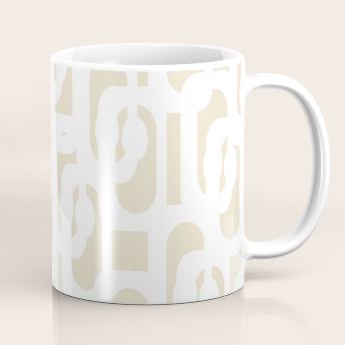 Mid Century Modern Loop Pattern in Neutral Beige and White Coffee Mug Gallery Image 1
