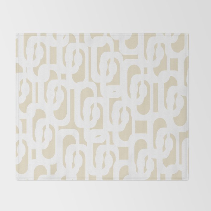 Mid Century Modern Loop Pattern in Neutral Beige and White Throw Blanket Gallery Image 2