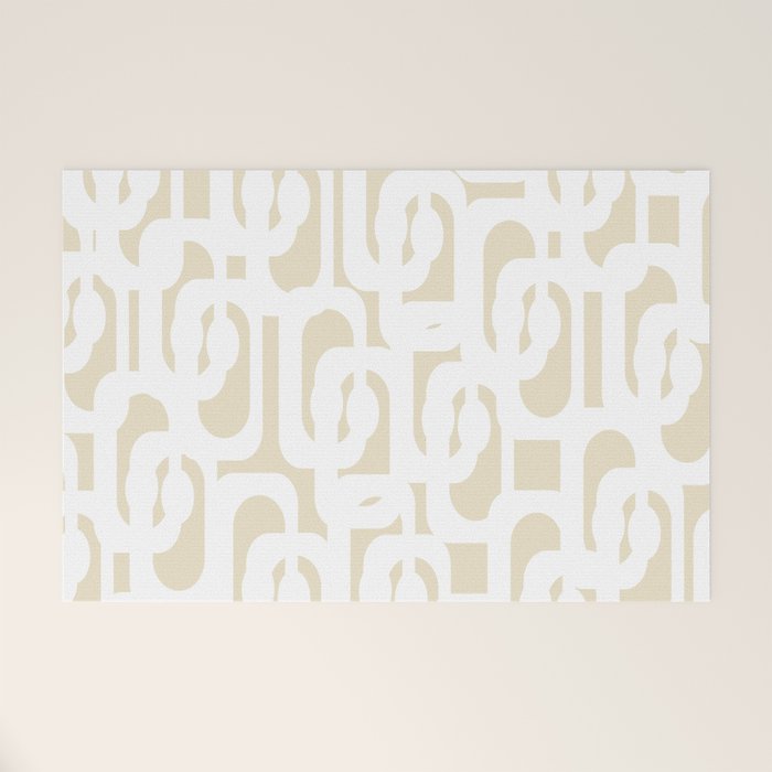 Mid Century Modern Loop Pattern in Neutral Beige and White Welcome Mat Gallery Image 1