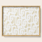 Mid Century Modern Loop Pattern in Neutral Beige and White Serving Tray Gallery Image 1