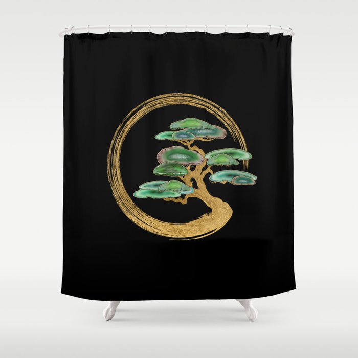 Zen Enzo Geode Bonsai Tree Shower Curtain Gallery Image 1