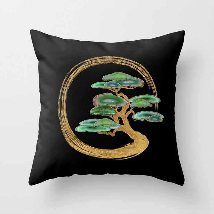 Zen Enzo Geode Bonsai Tree Throw Pillow