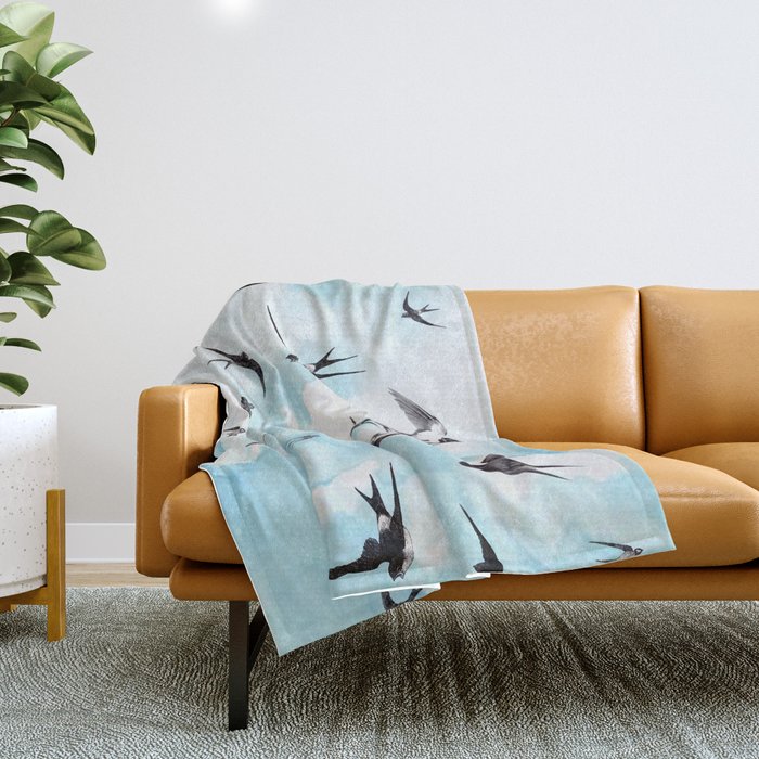 Swallows Throw Blanket Gallery Image 1