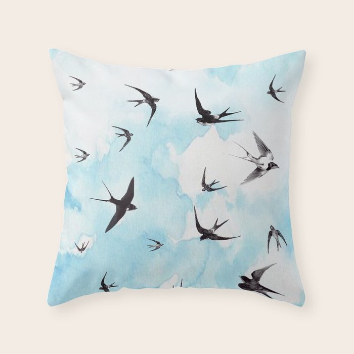 Swallows Throw Pillow Gallery Image 1