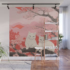 Springtime Japanese Cherry Blossom Twin Cats  Wall Mural Gallery Image 1