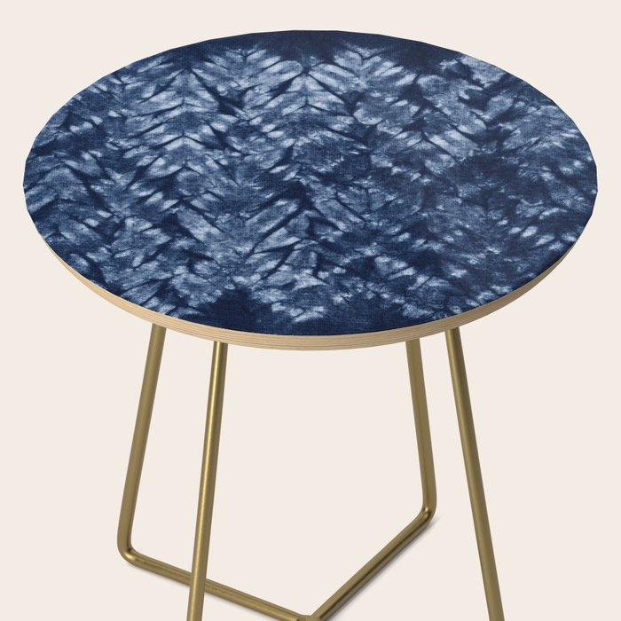 Indigo Blue Shibori Tie Dye, Boho Art Side Table Gallery Image 2