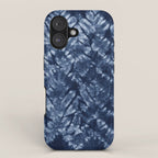 Indigo Blue Shibori Tie Dye, Boho Art iPhone Case Gallery Image 1