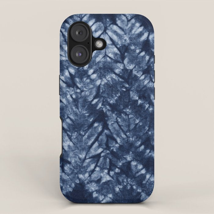 Indigo Blue Shibori Tie Dye, Boho Art iPhone Case Gallery Image 1