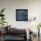 Indigo Blue Shibori Tie Dye, Boho Art Wood Wall Art Gallery Image 2