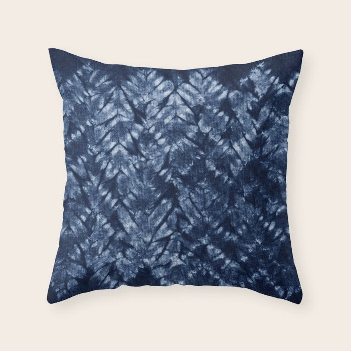 Indigo Blue Shibori Tie Dye, Boho Art Throw Pillow Gallery Image 6