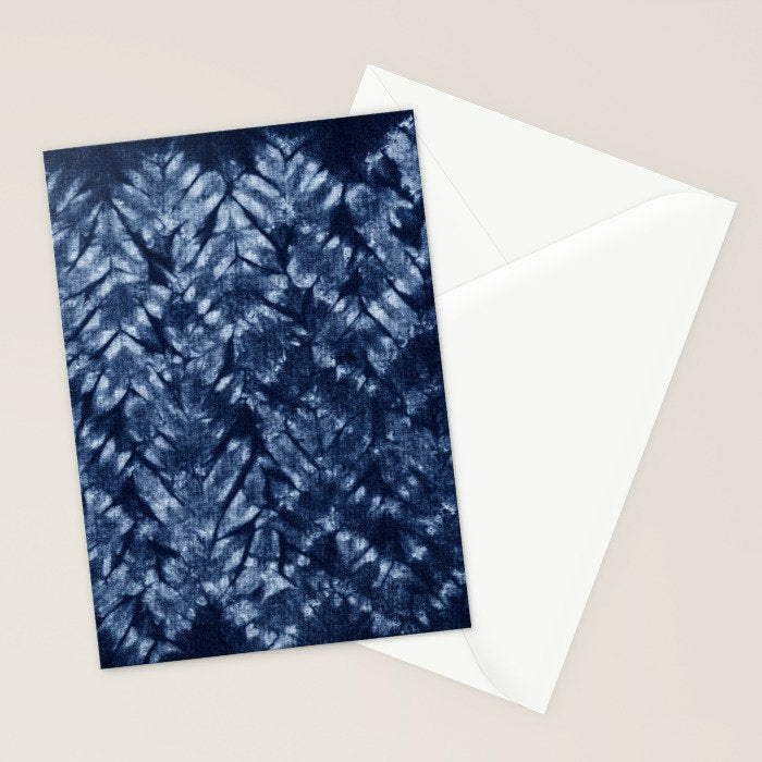 Indigo Blue Shibori Tie Dye, Boho Art Stationery Card Gallery Image 2