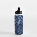 Indigo Blue Shibori Tie Dye, Boho Art Water Bottle Gallery Image 2