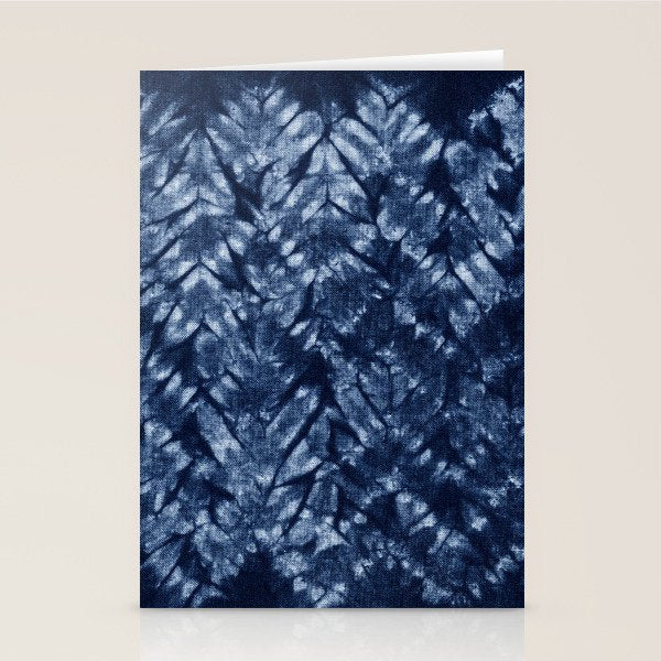 Indigo Blue Shibori Tie Dye, Boho Art Stationery Card Gallery Image 1