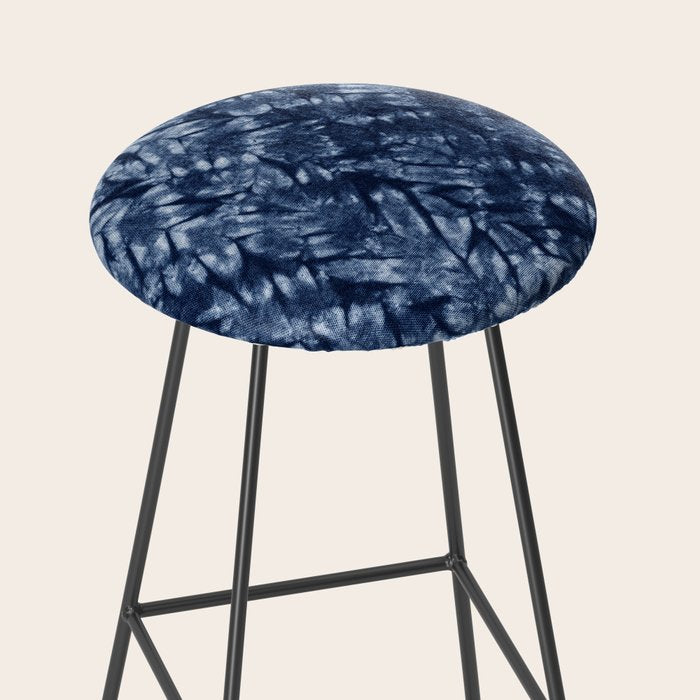 Indigo Blue Shibori Tie Dye, Boho Art Stool Gallery Image 2