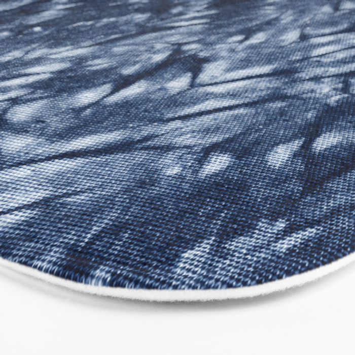 Indigo Blue Shibori Tie Dye, Boho Art Bath Mat Gallery Image 3