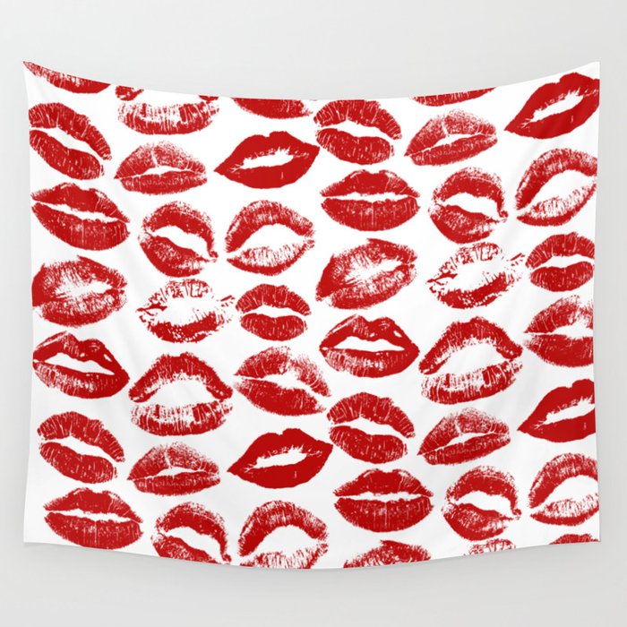 red lipstick kisses Wall Tapestry Gallery Image 1