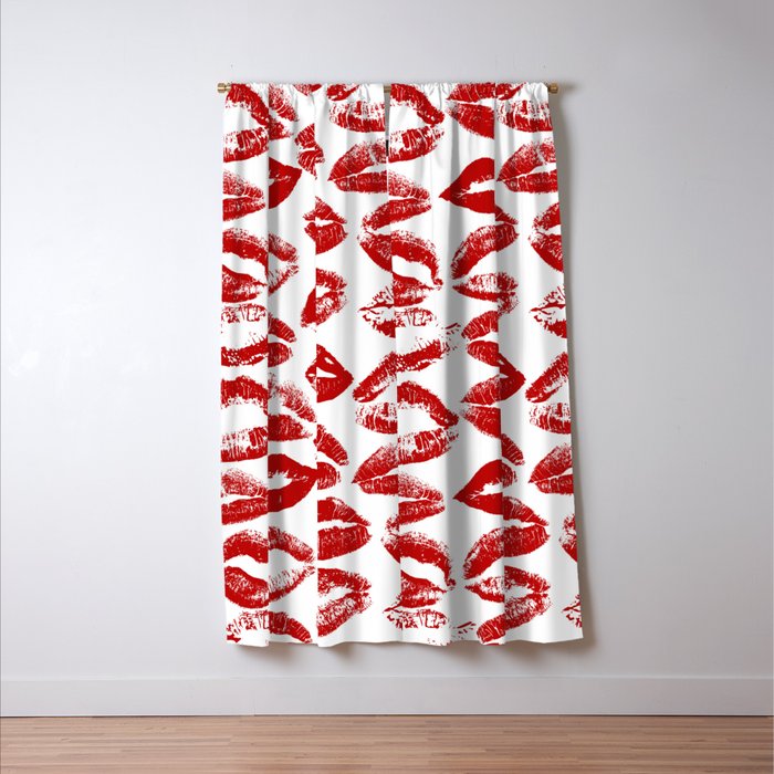 red lipstick kisses Window Curtain Gallery Image 3