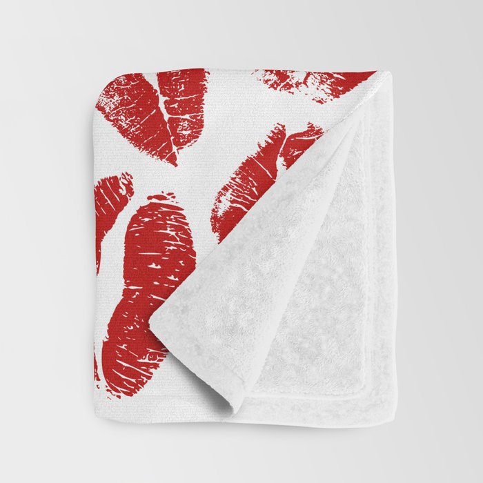 red lipstick kisses Throw Blanket Gallery Image 3