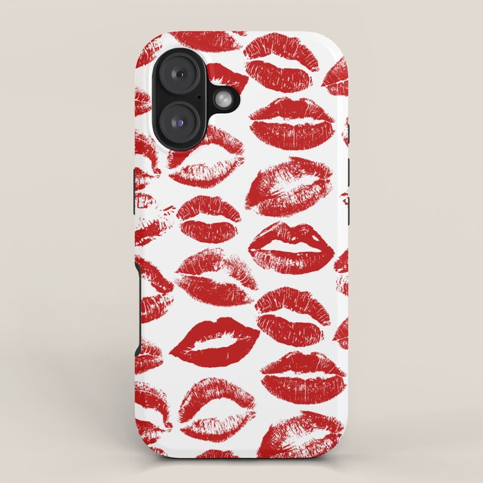 red lipstick kisses iPhone Case Gallery Image 1