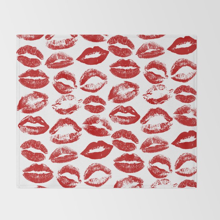 red lipstick kisses Throw Blanket Gallery Image 2