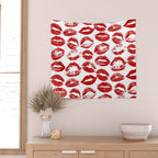 red lipstick kisses Wall Tapestry Gallery Image 2