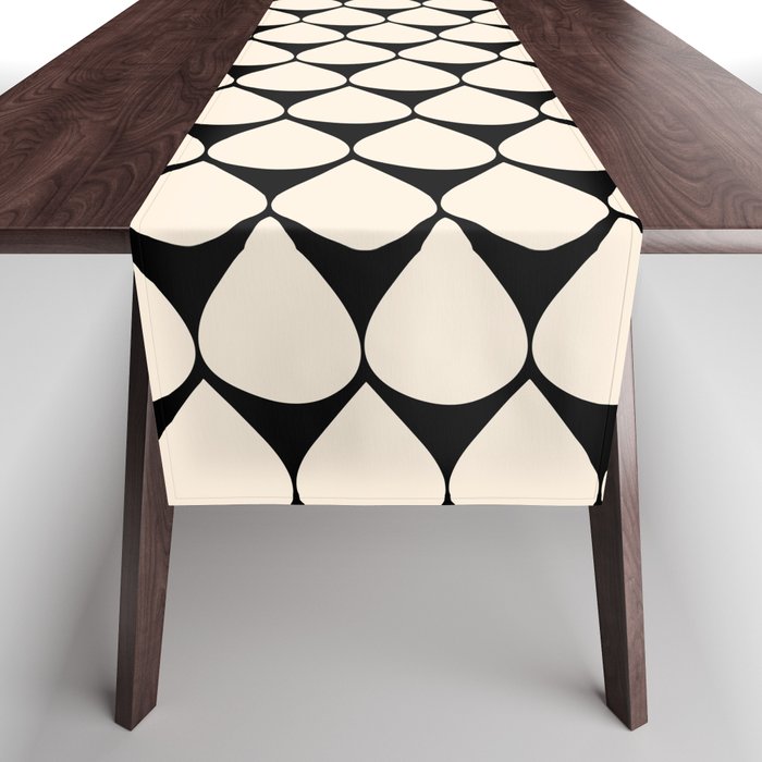 Mod Scales Pattern in Almond Cream and Black Table Runner Gallery Image 1