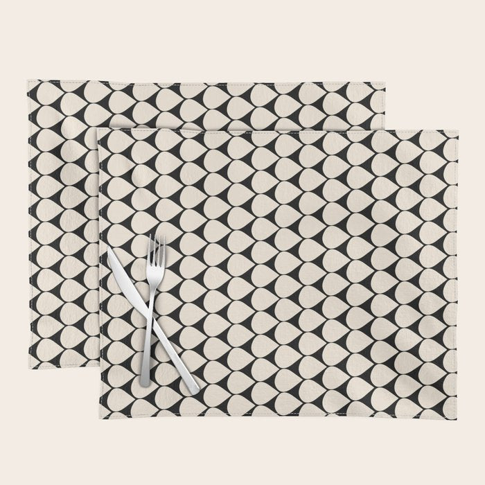 Mod Scales Pattern in Almond Cream and Black Placemat Gallery Image 1