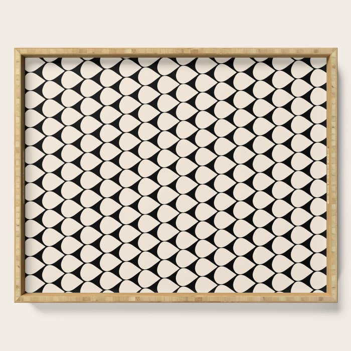 Mod Scales Pattern in Almond Cream and Black Serving Tray Gallery Image 1