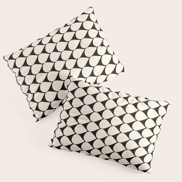 Mod Scales Pattern in Almond Cream and Black Pillow Sham Gallery Image 3