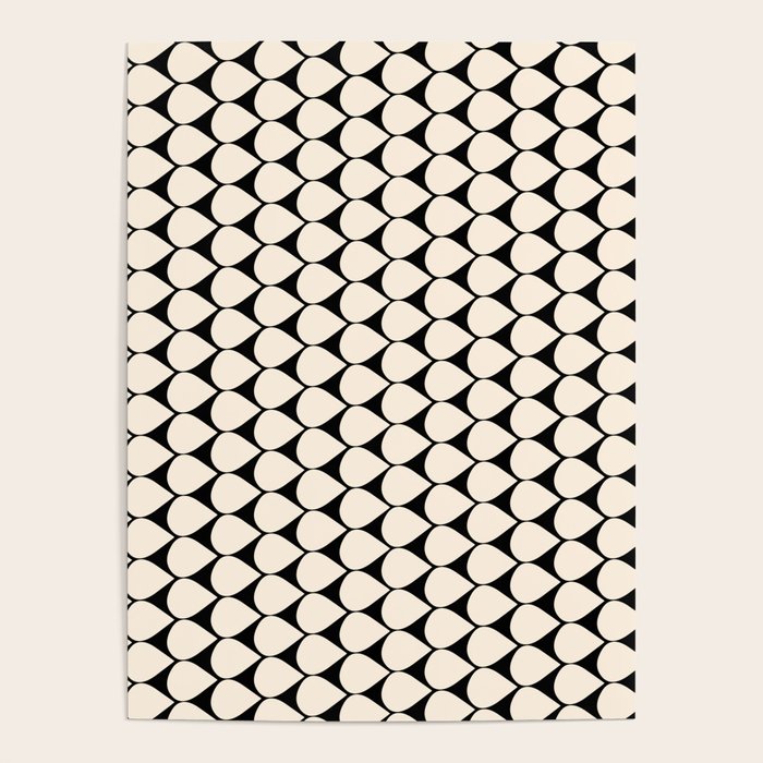 Mod Scales Pattern in Almond Cream and Black Poster Gallery Image 4