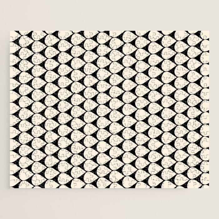 Mod Scales Pattern in Almond Cream and Black Jigsaw Puzzle Gallery Image 1
