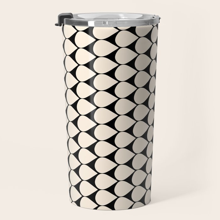 Mod Scales Pattern in Almond Cream and Black Travel Mug Gallery Image 3