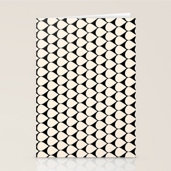 Mod Scales Pattern in Almond Cream and Black Stationery Card Gallery Image 2