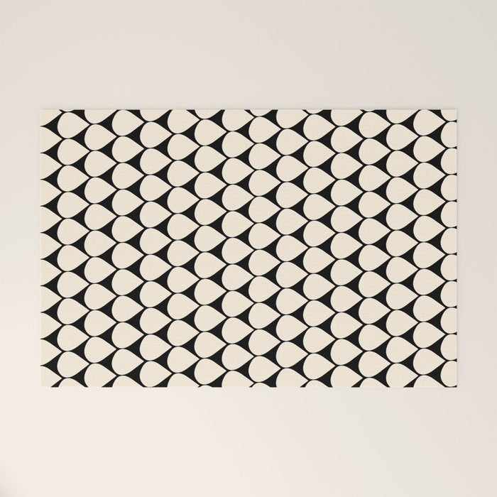 Mod Scales Pattern in Almond Cream and Black Welcome Mat Gallery Image 1