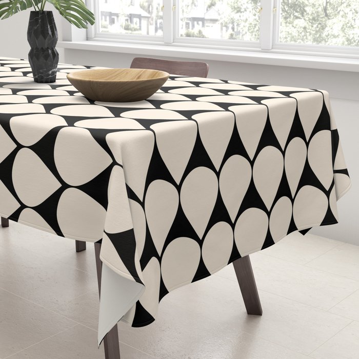 Mod Scales Pattern in Almond Cream and Black Tablecloth Gallery Image 3